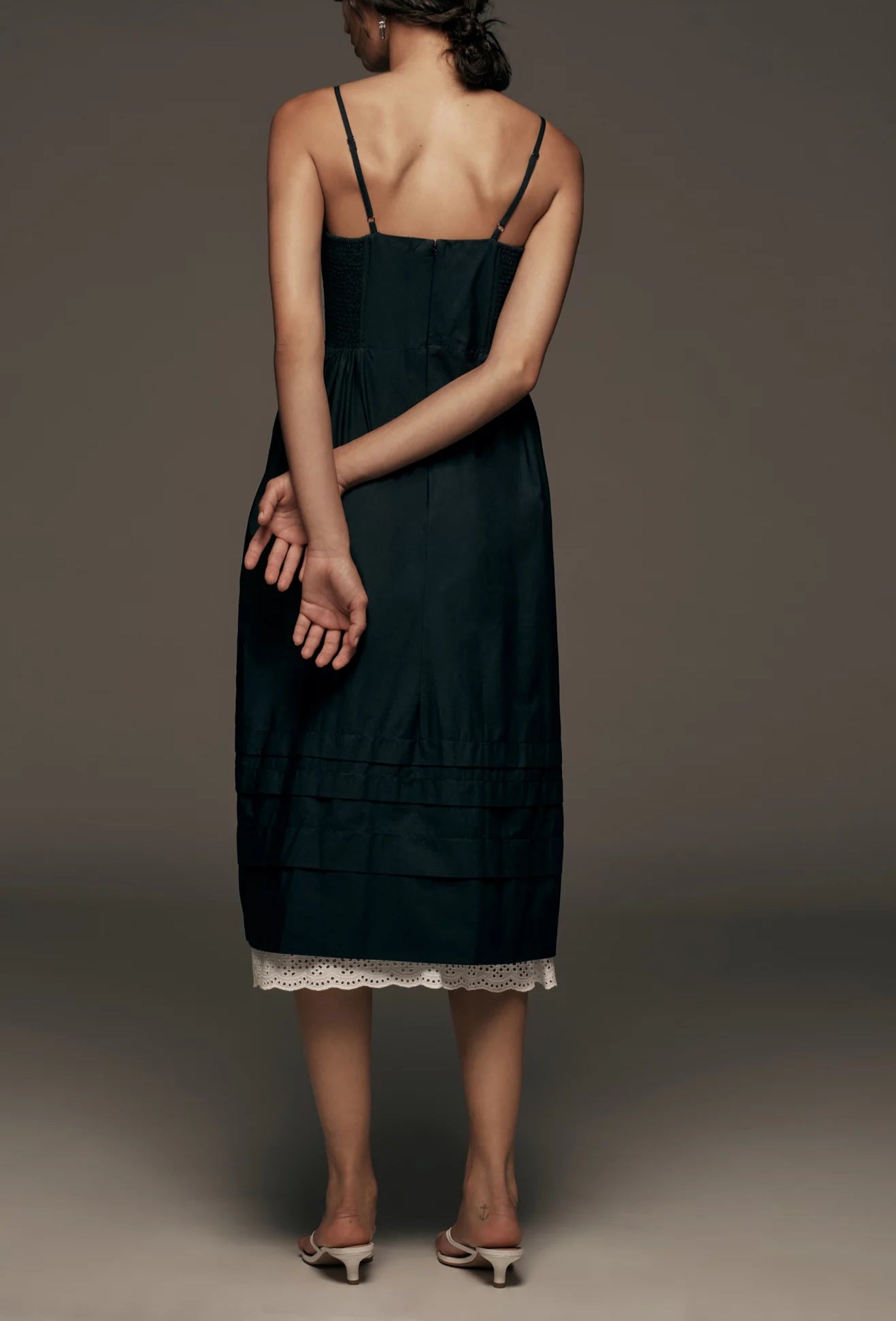 ANTHROPOLOGI✨️ Sleeveless Poplin Midi Dress Black