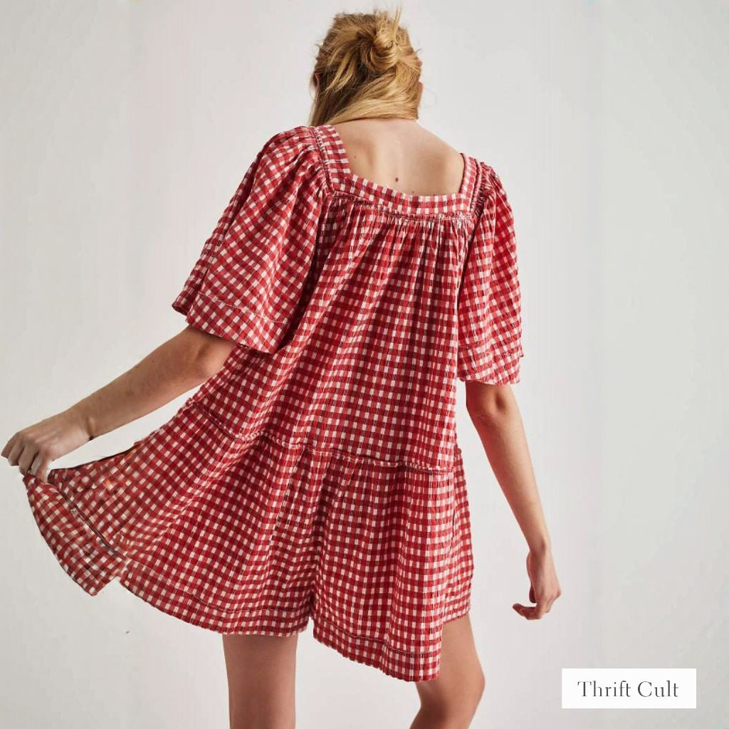 FRE✨️ PEOPLE County Line Plaid Romper