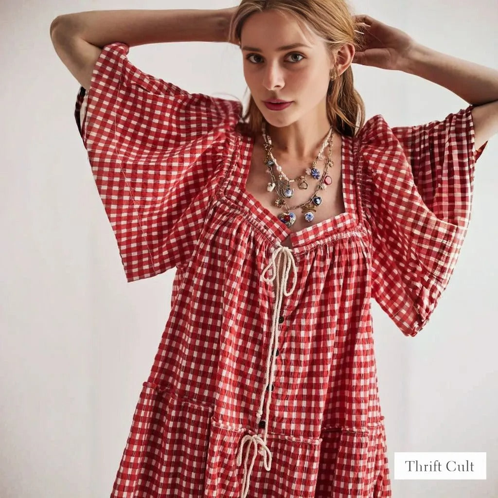 FRE✨️ PEOPLE County Line Plaid Romper