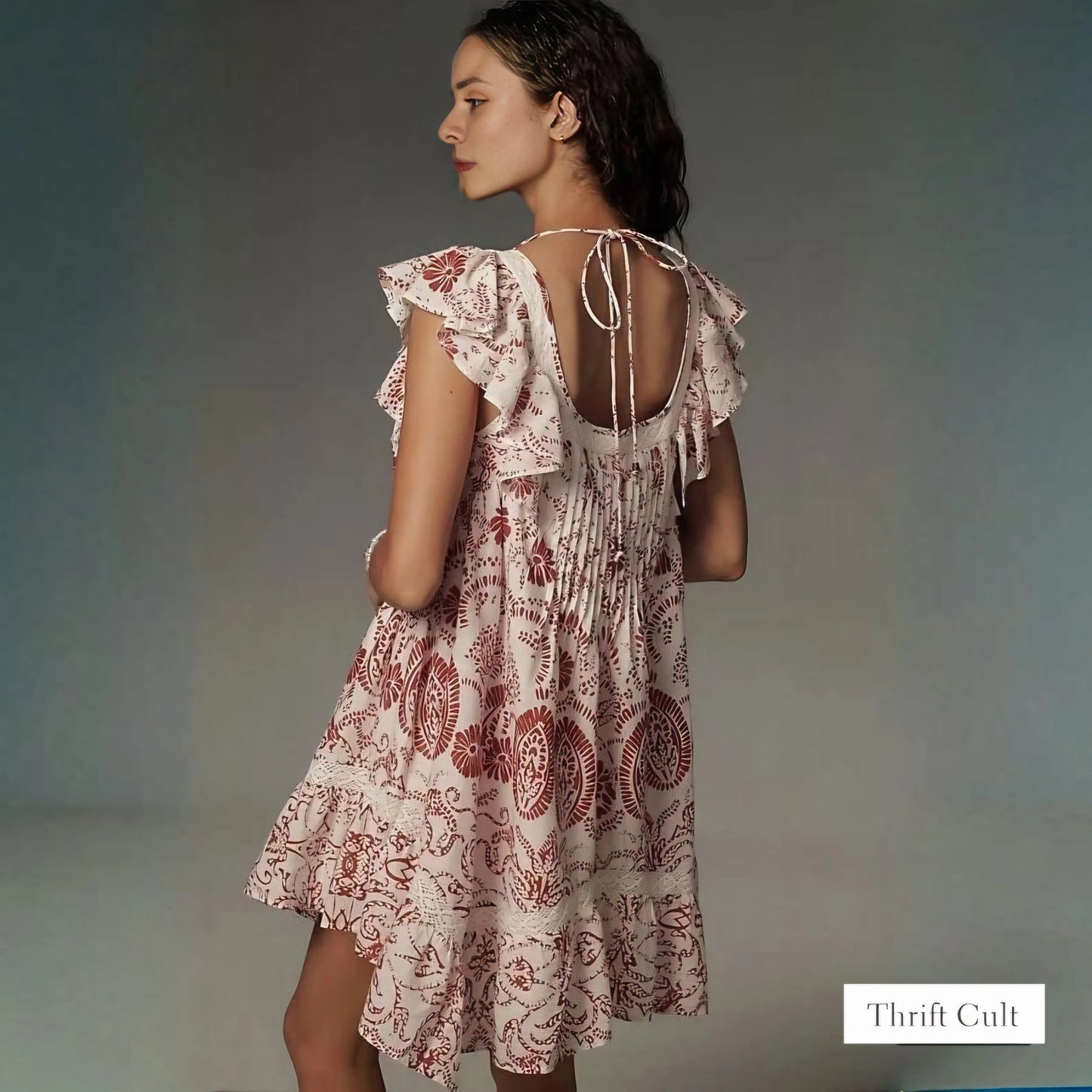 ANTHROPOLOGI✨️ Maeve Flutter-Sleeve Babydoll Mini Dress