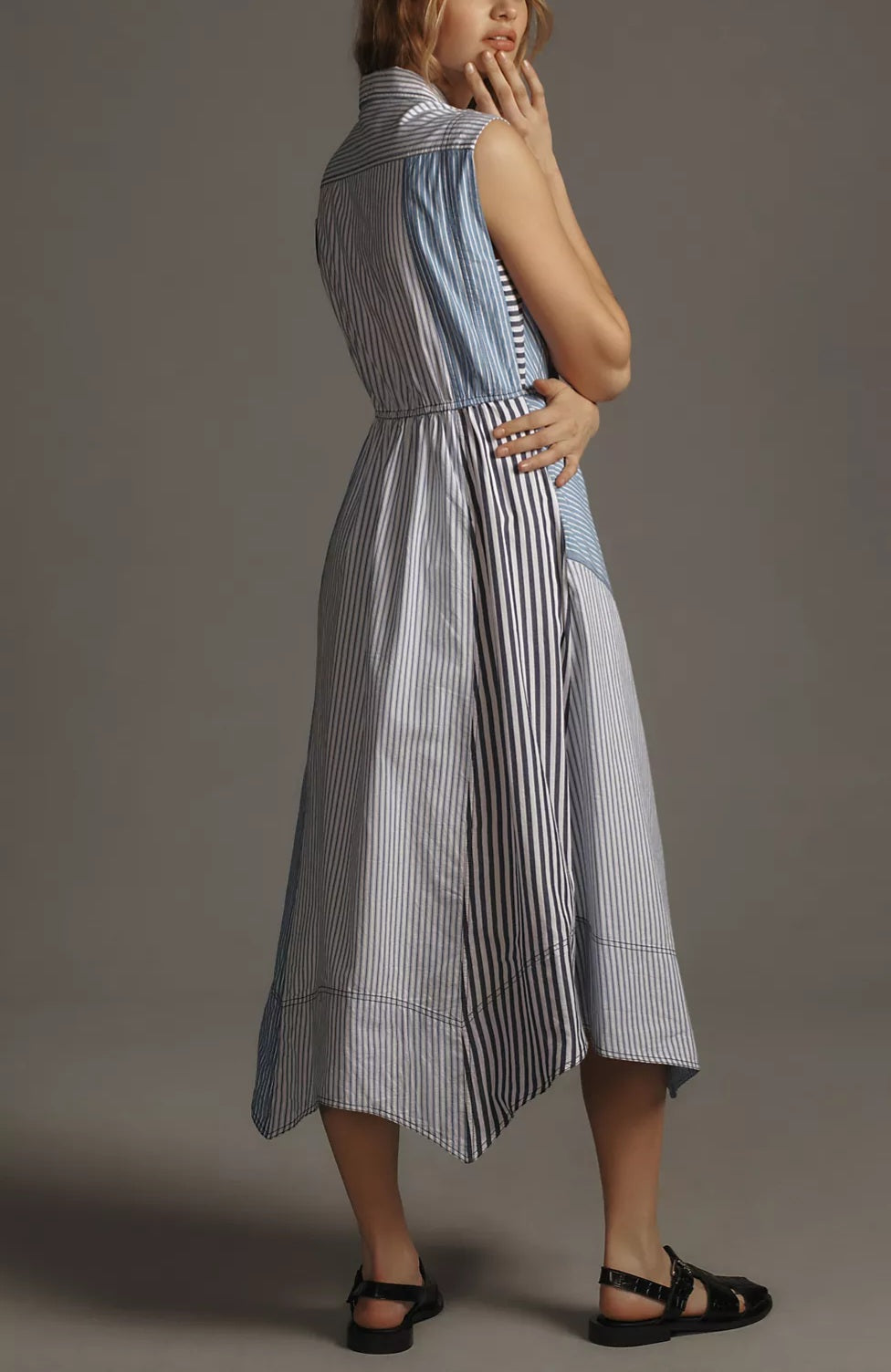ANTHROPOLOGI✨️ Pilcro Asymmetrical Button-Front Wrap Shirt Dres