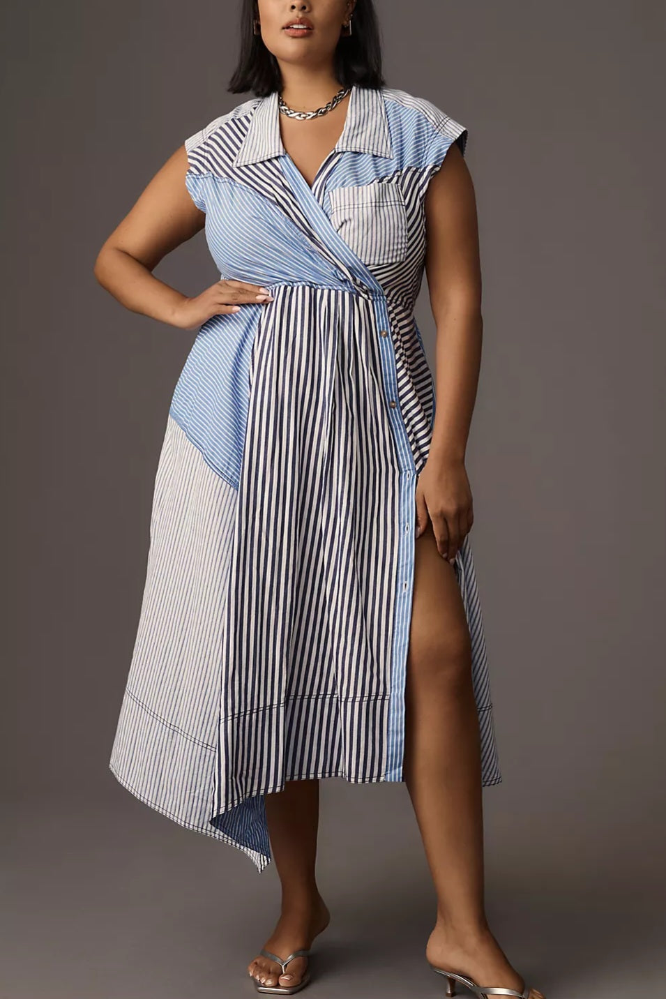 ANTHROPOLOGI✨️ Pilcro Asymmetrical Button-Front Wrap Shirt Dres
