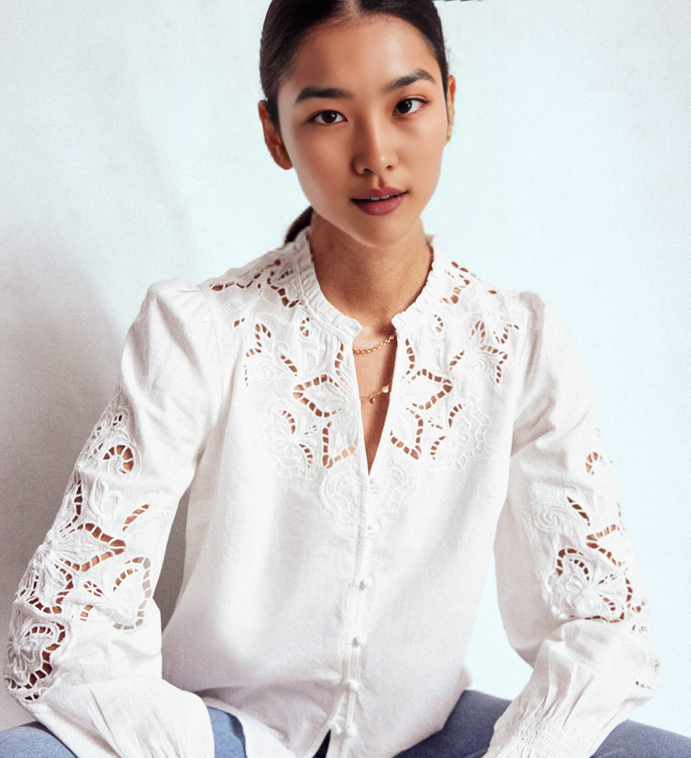BODE✨️ Cutwork Embroidered Blouse-White