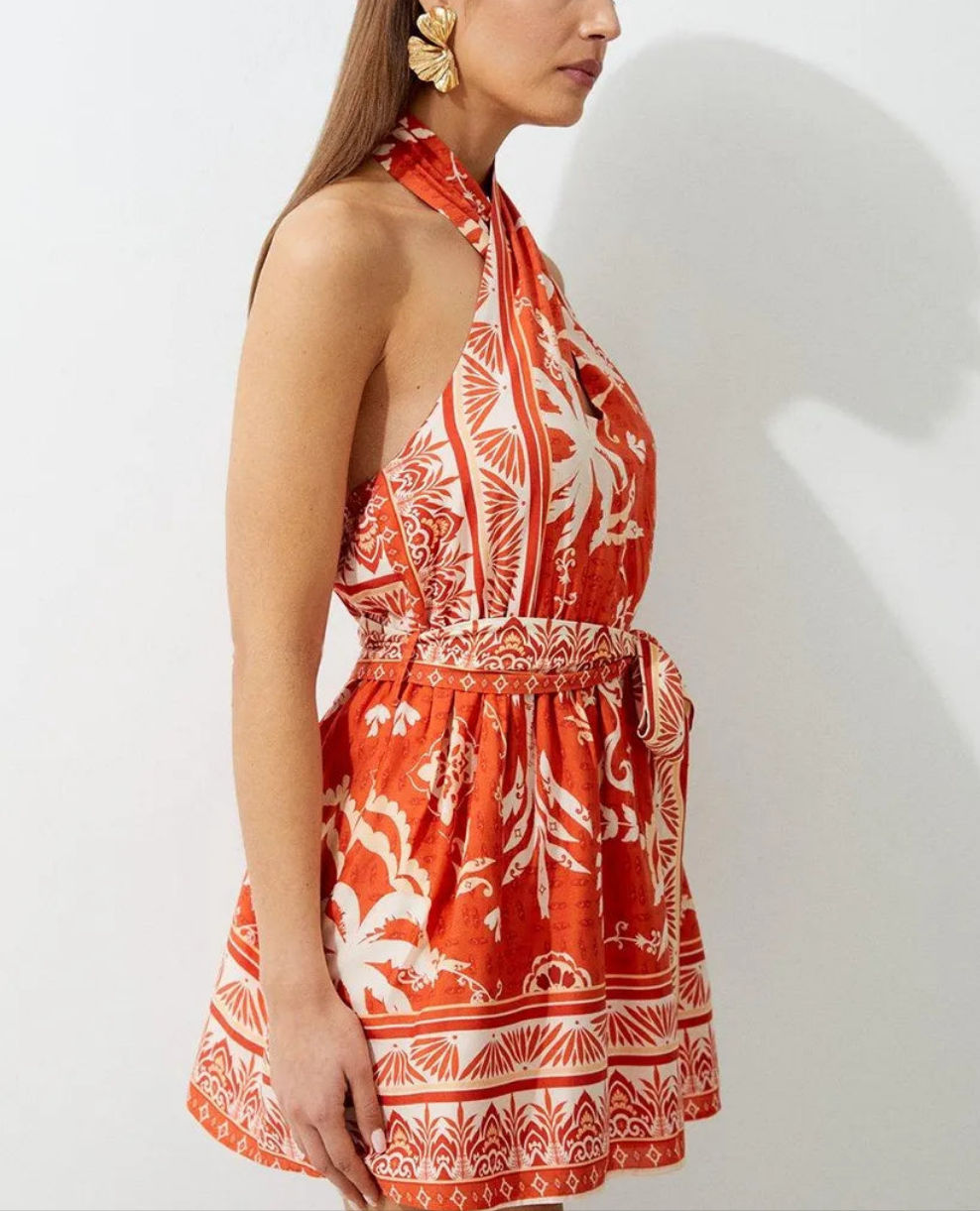 KARE✨️ MILLEN Printed Viscose Cross Body Woven Mini Dress