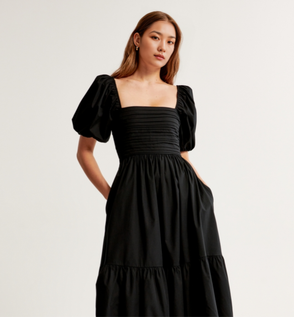 ABERCROMBI✨️ & FITCH
Emerson Puff Maxi- Day dress - black