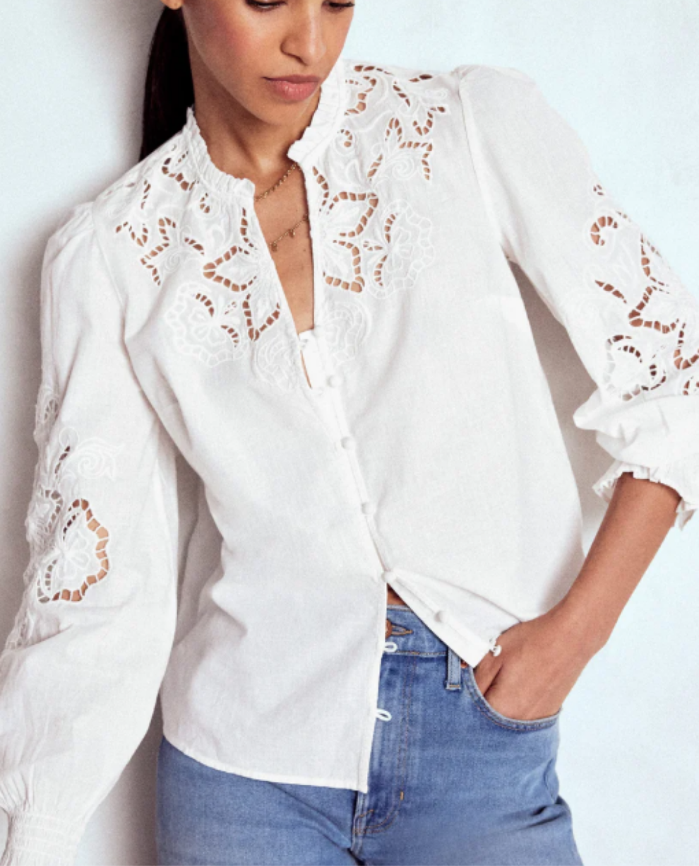 BODE✨️ Cutwork Embroidered Blouse-White