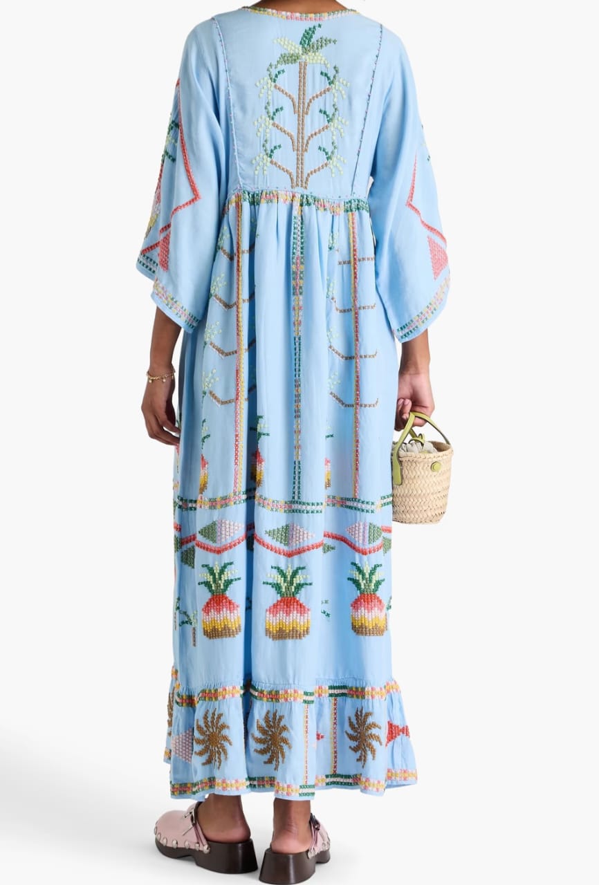 FAR✨️ RIO Embellished Linen-Blend Maxi Dress
