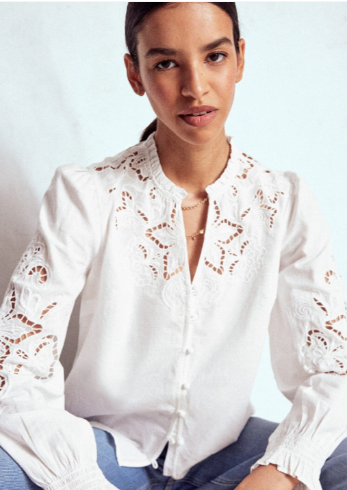 BODE✨️ Cutwork Embroidered Blouse-White