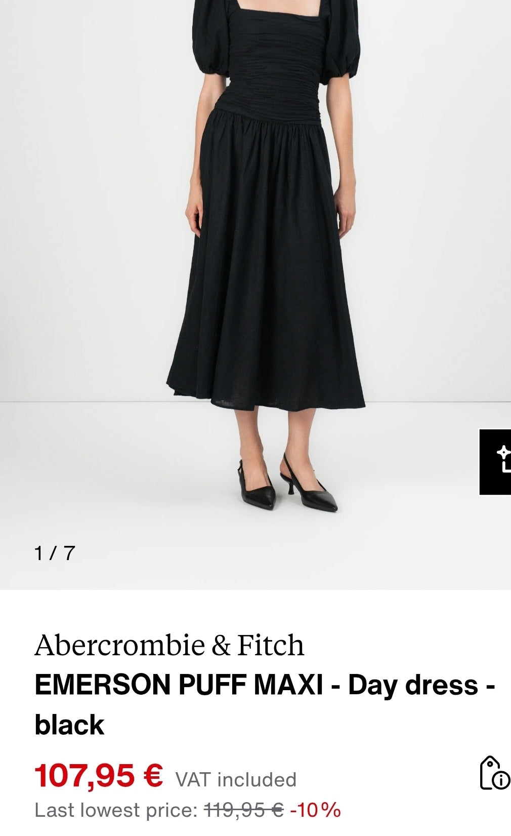 ABERCROMBI✨️ & FITCH
Emerson Puff Maxi- Day dress - black