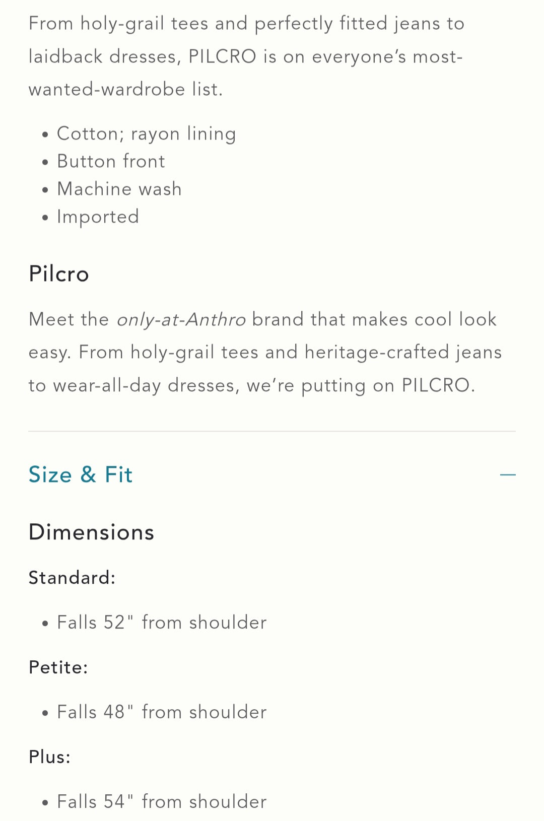 ANTHROPOLOGI✨️ Pilcro Asymmetrical Button-Front Wrap Shirt Dres
