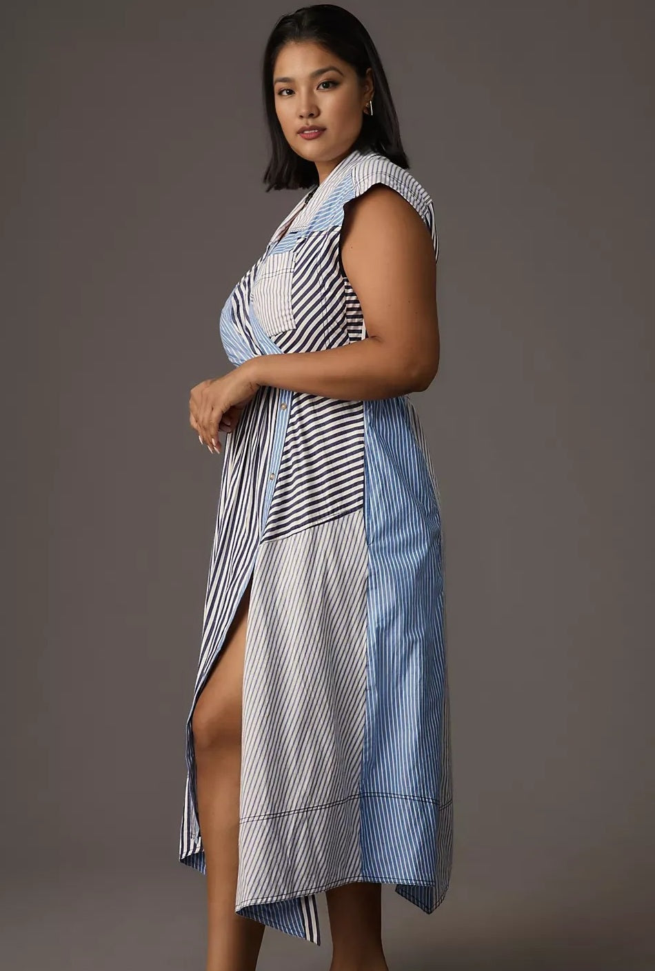 ANTHROPOLOGI✨️ Pilcro Asymmetrical Button-Front Wrap Shirt Dres