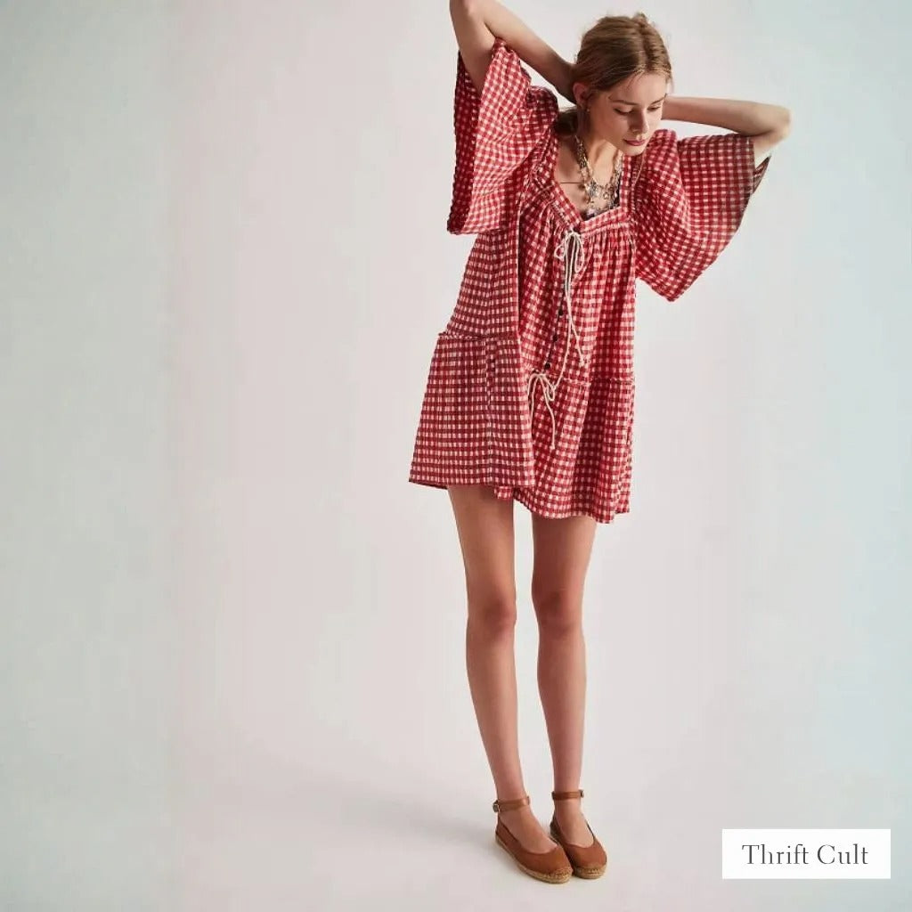 FRE✨️ PEOPLE County Line Plaid Romper
