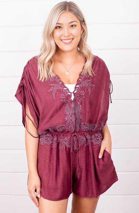 FRE✨️ PEOPLE Weila Romper Plum Floral