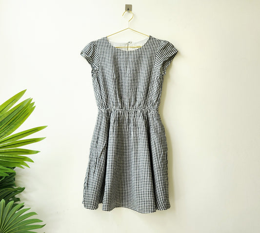 EME gingham mini dress - black/white