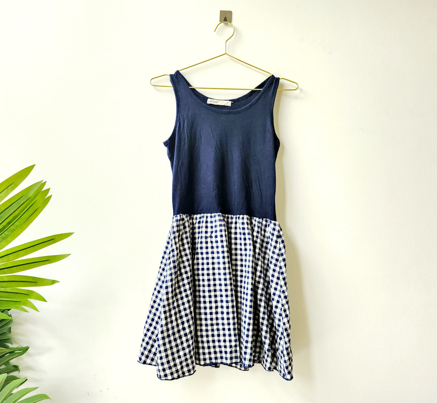 As Know As gingham mini dress - navy/white