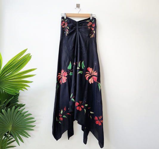 Floral midi dress - black