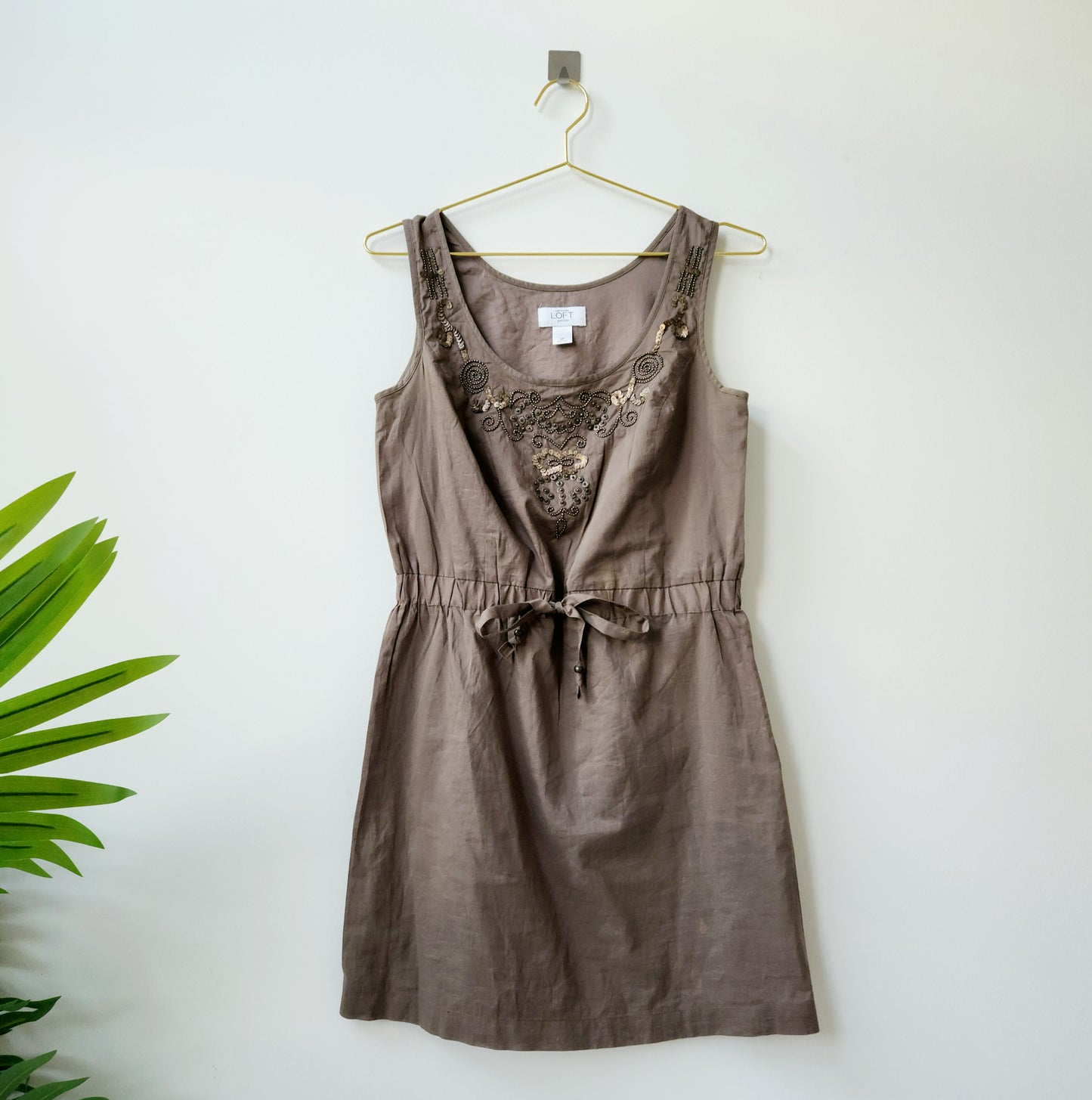 Loft embellished mini dress - brown