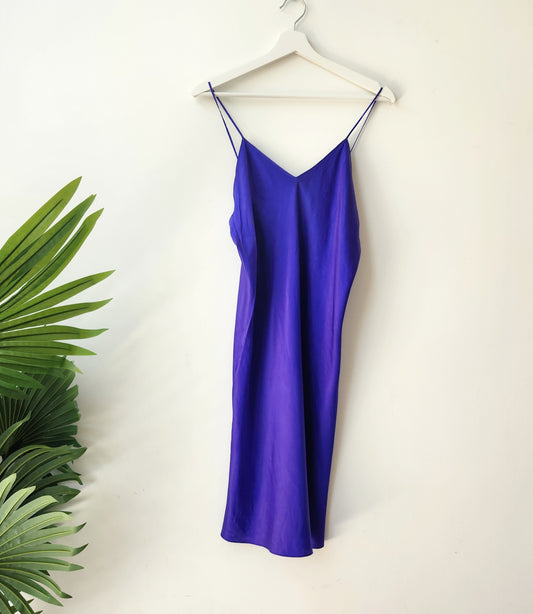 100% Silk slip mini dress - purple