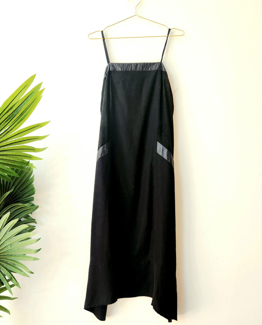 DKNY solid midi slip dress - black