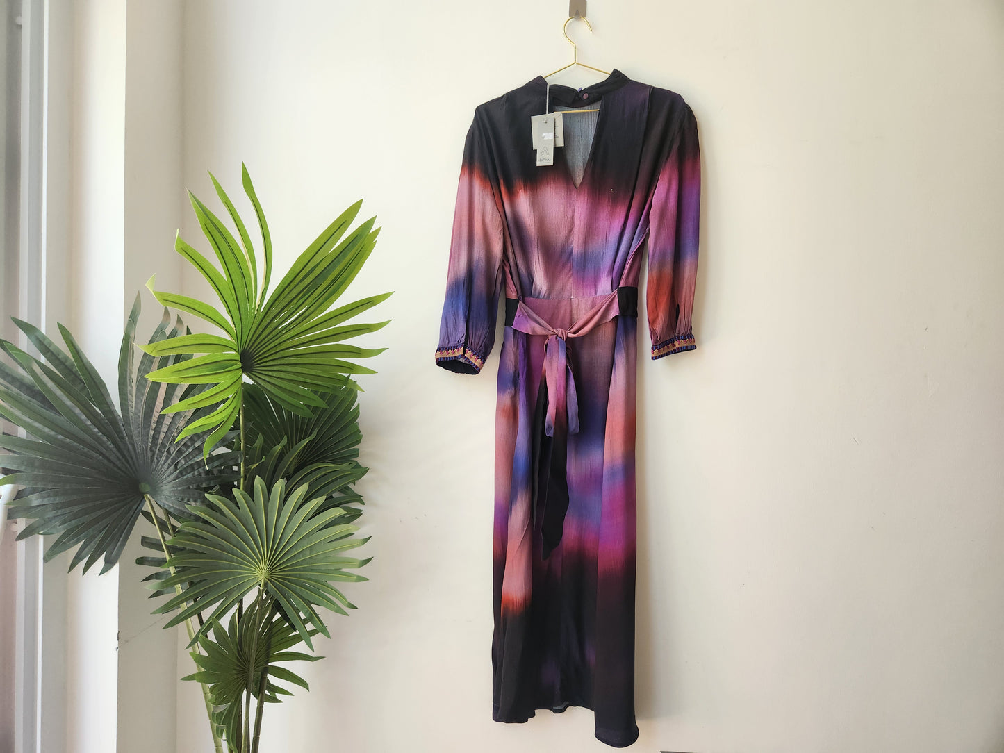 Bl^nk tie dye print maxi dress - black/pink