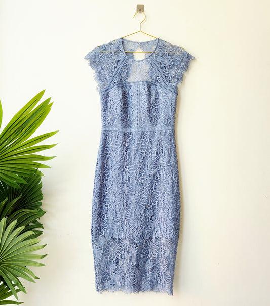 Forever New lace cut out midi dress - blue