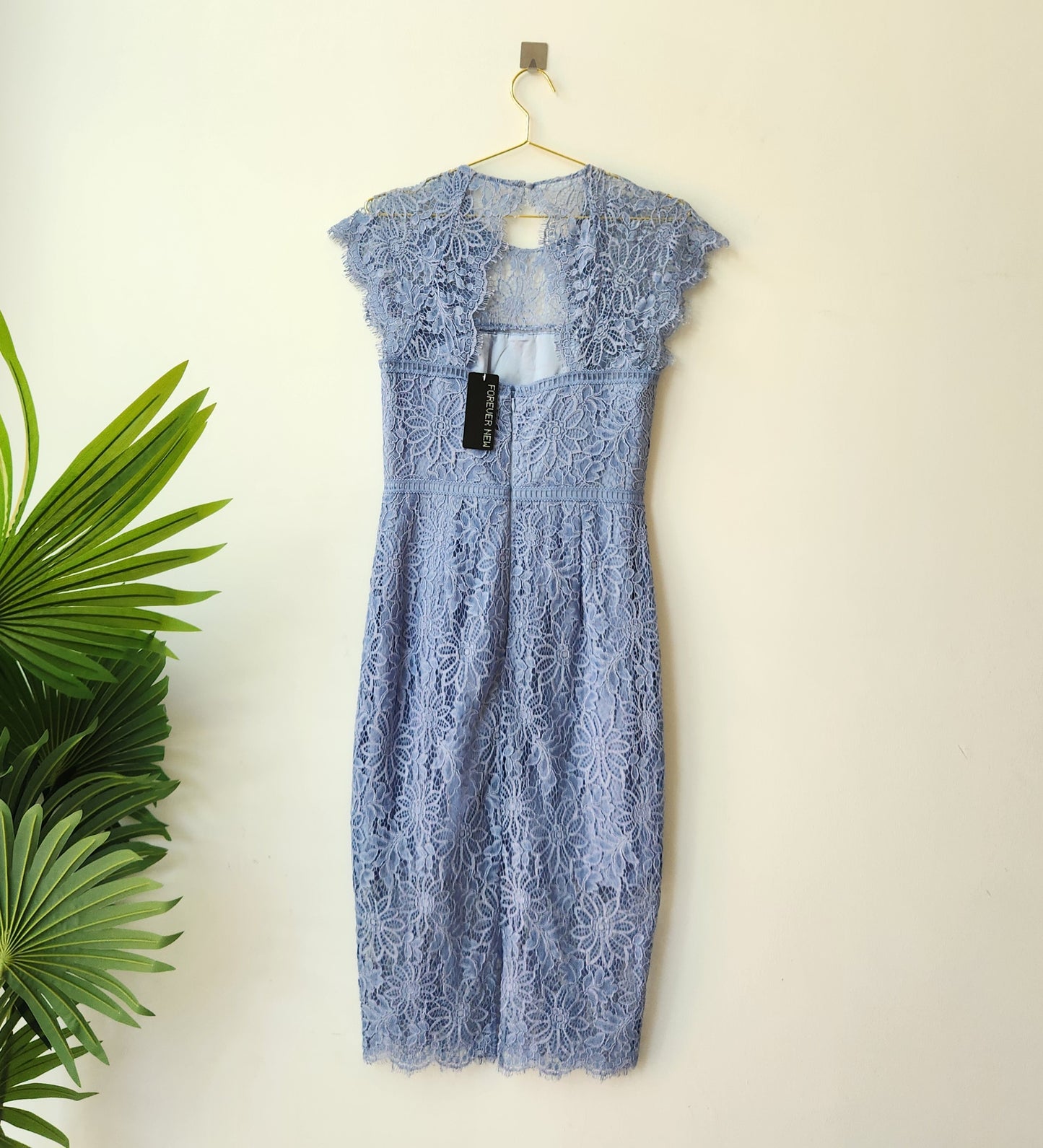 Forever New lace cut out midi dress - blue