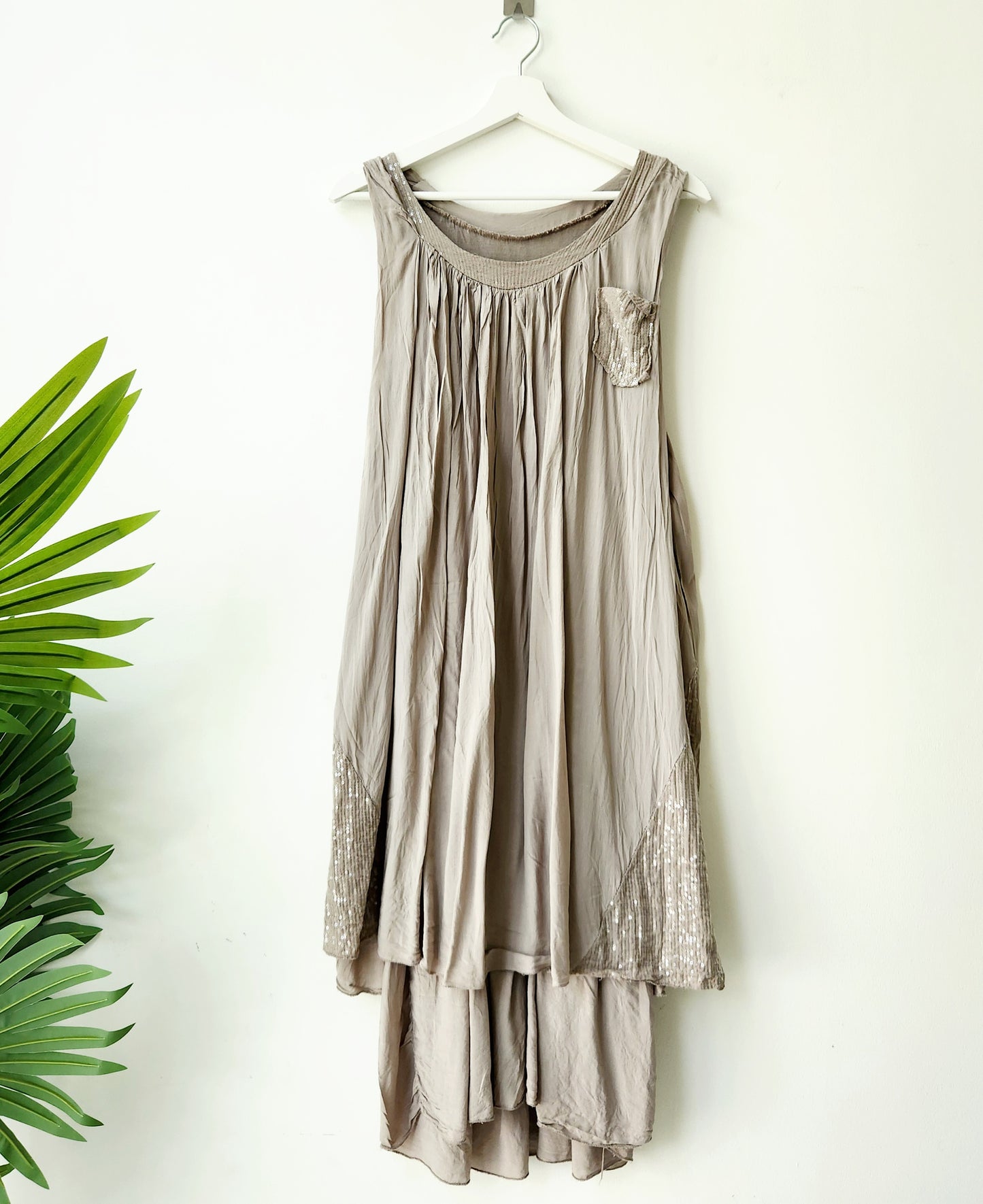 Sequined crinkled midi dress - grey