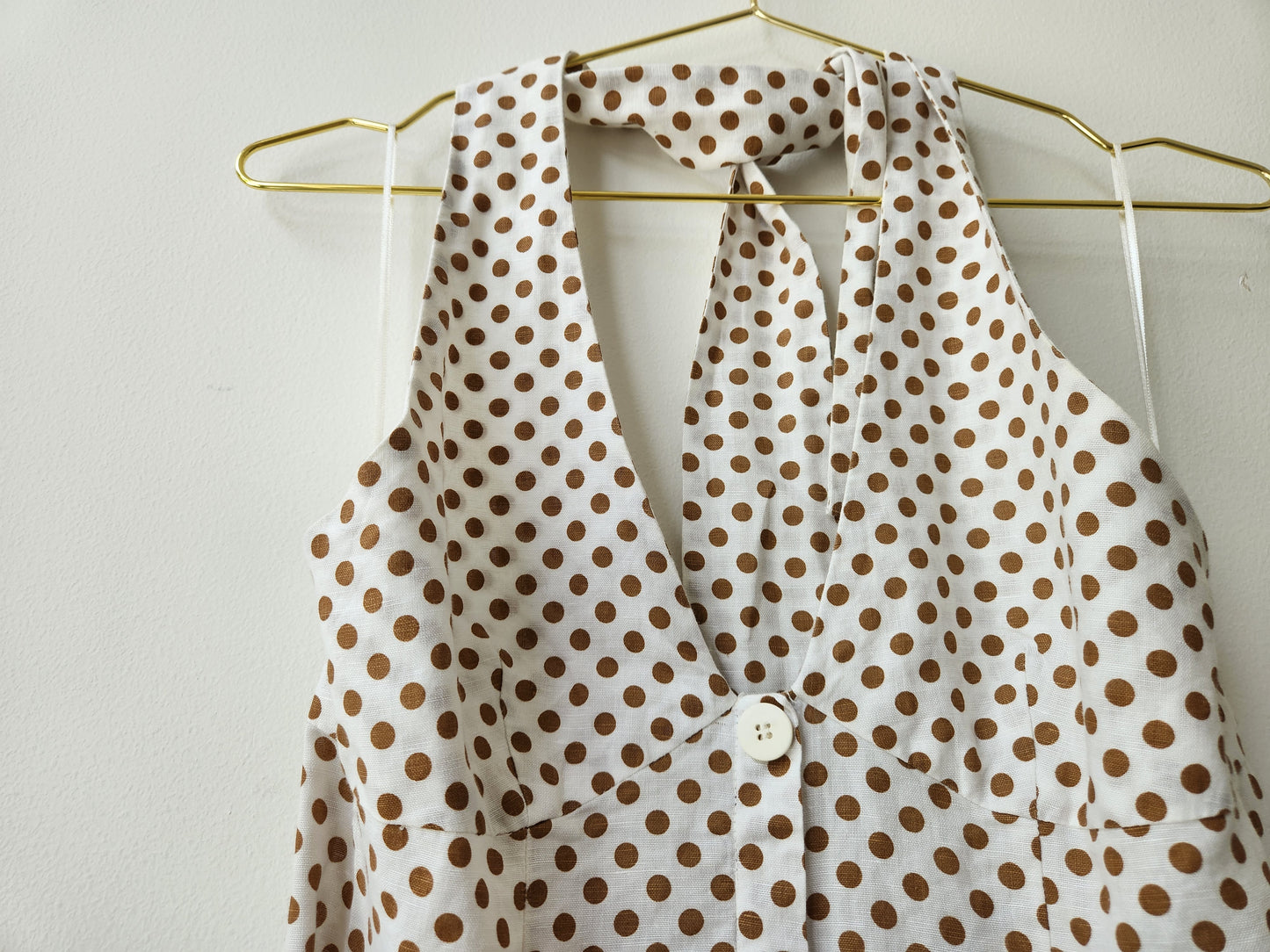 Zara polka dot midi dress - beige/brown