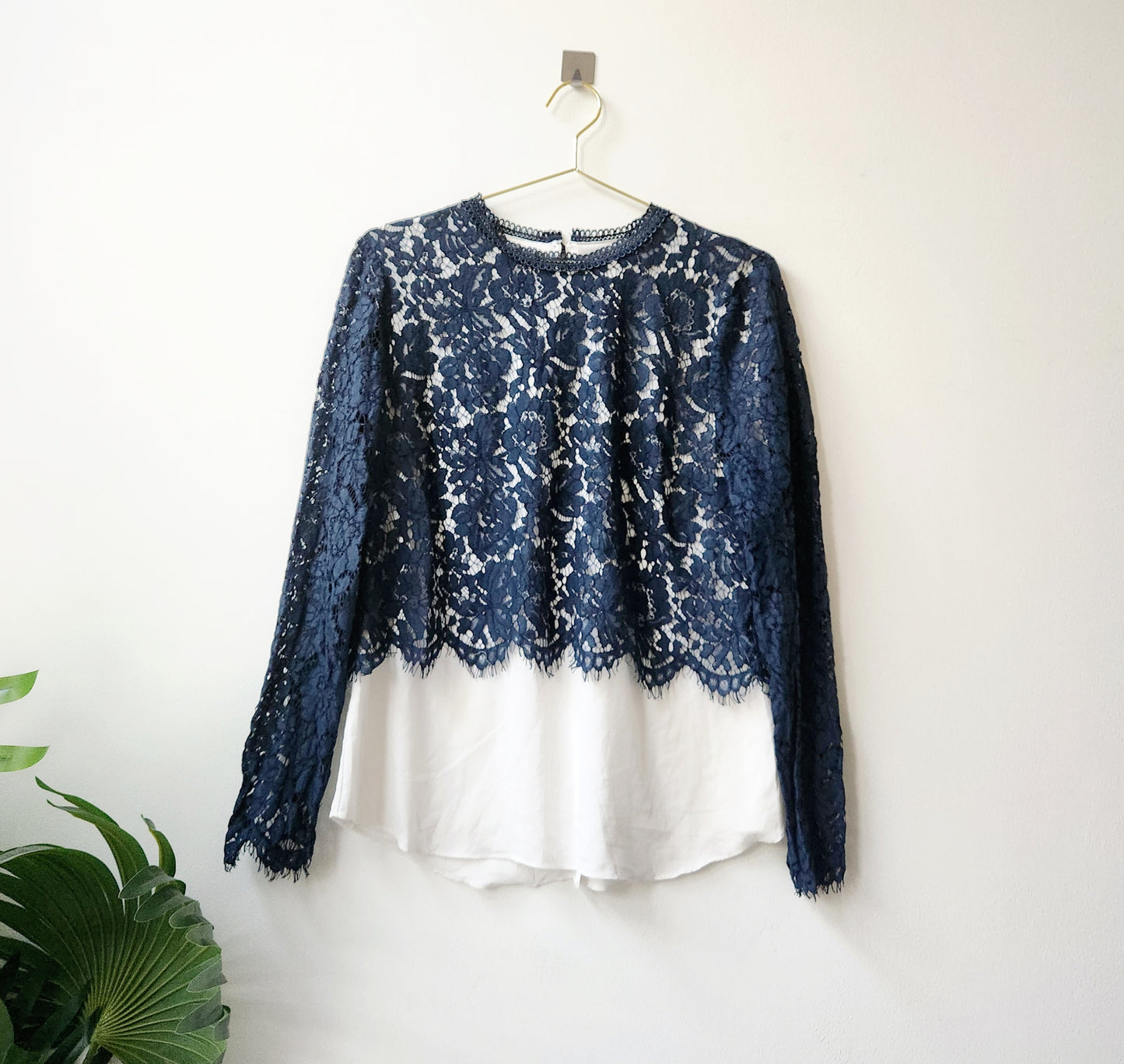 Forever New lace blouse top - navy blue