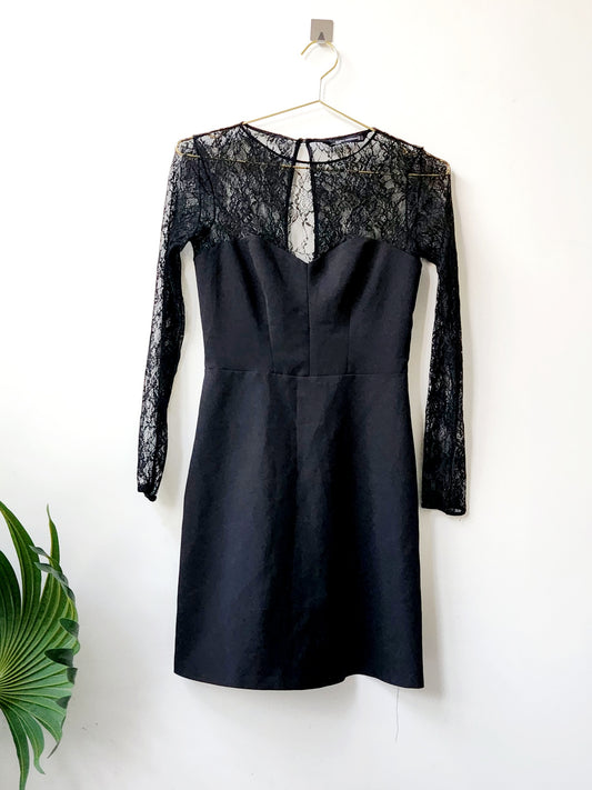 Zara lace detail skater dress - black