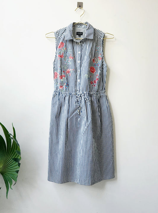 Reserved striped buttoned dress - white/blue