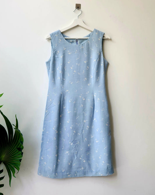 Floral solid dress - blue