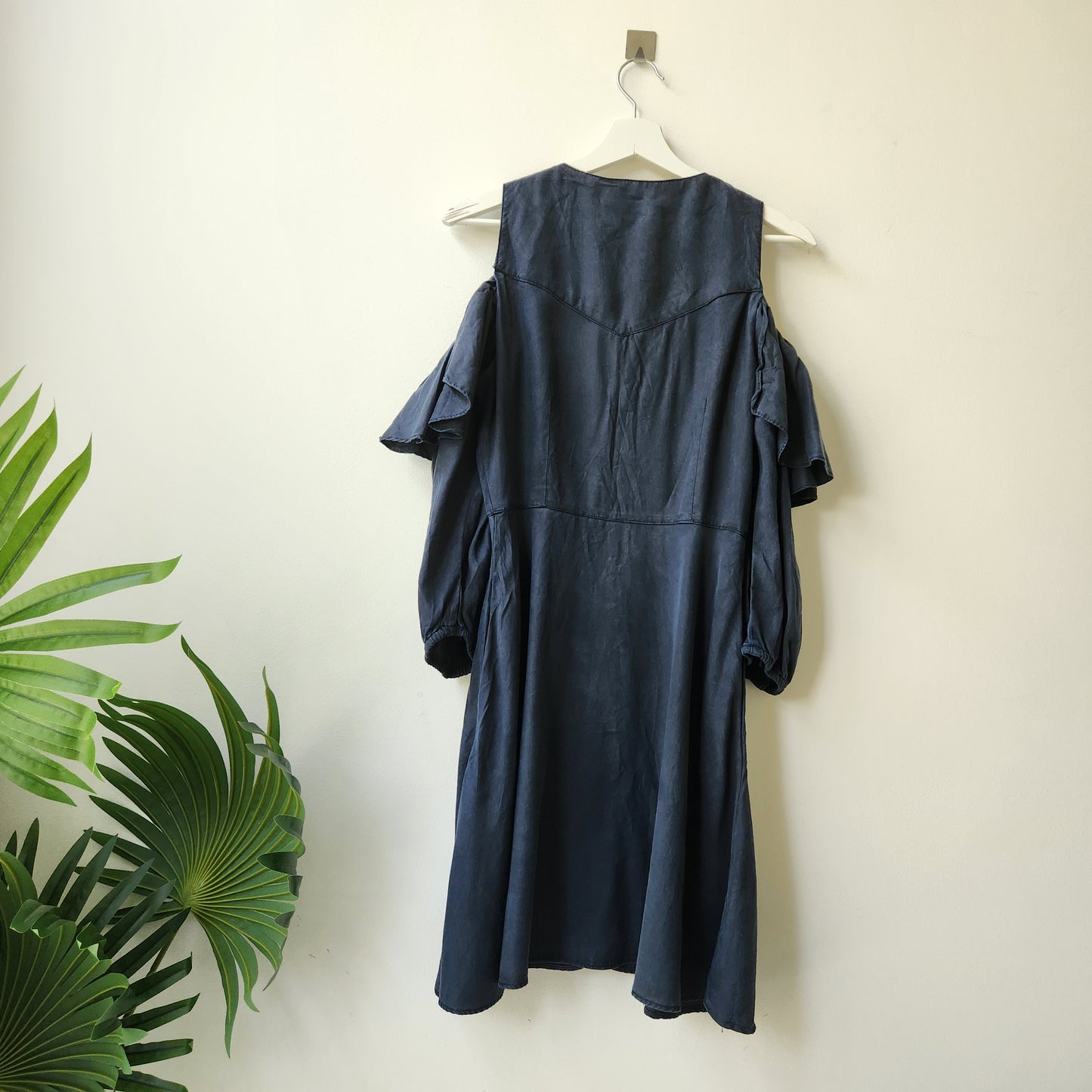 Zara off shoulder sleeve dress - navy blue