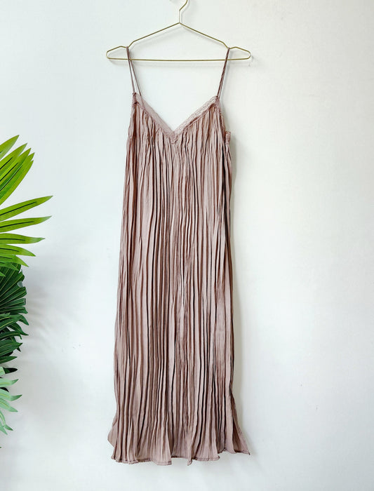 H&M crinkled slip midi dress - mauve