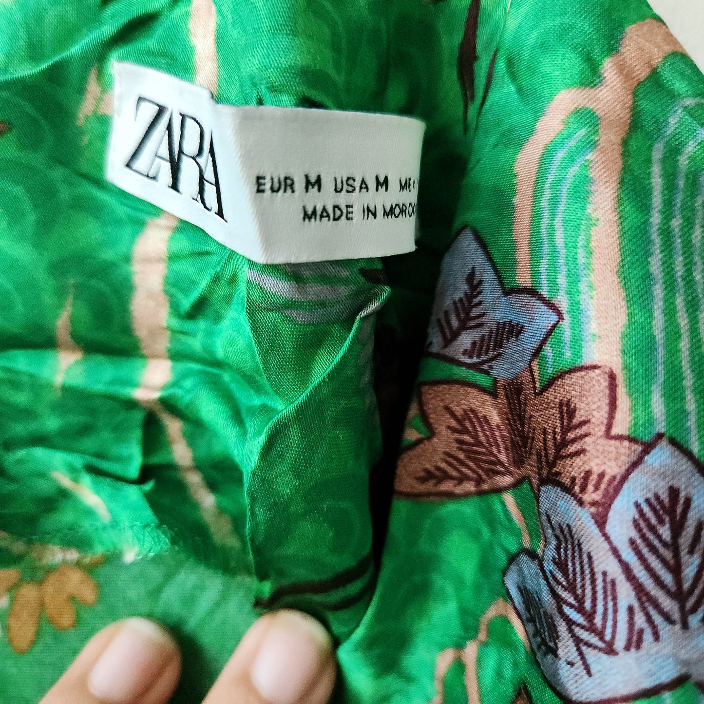 Zara printed slip dress - green