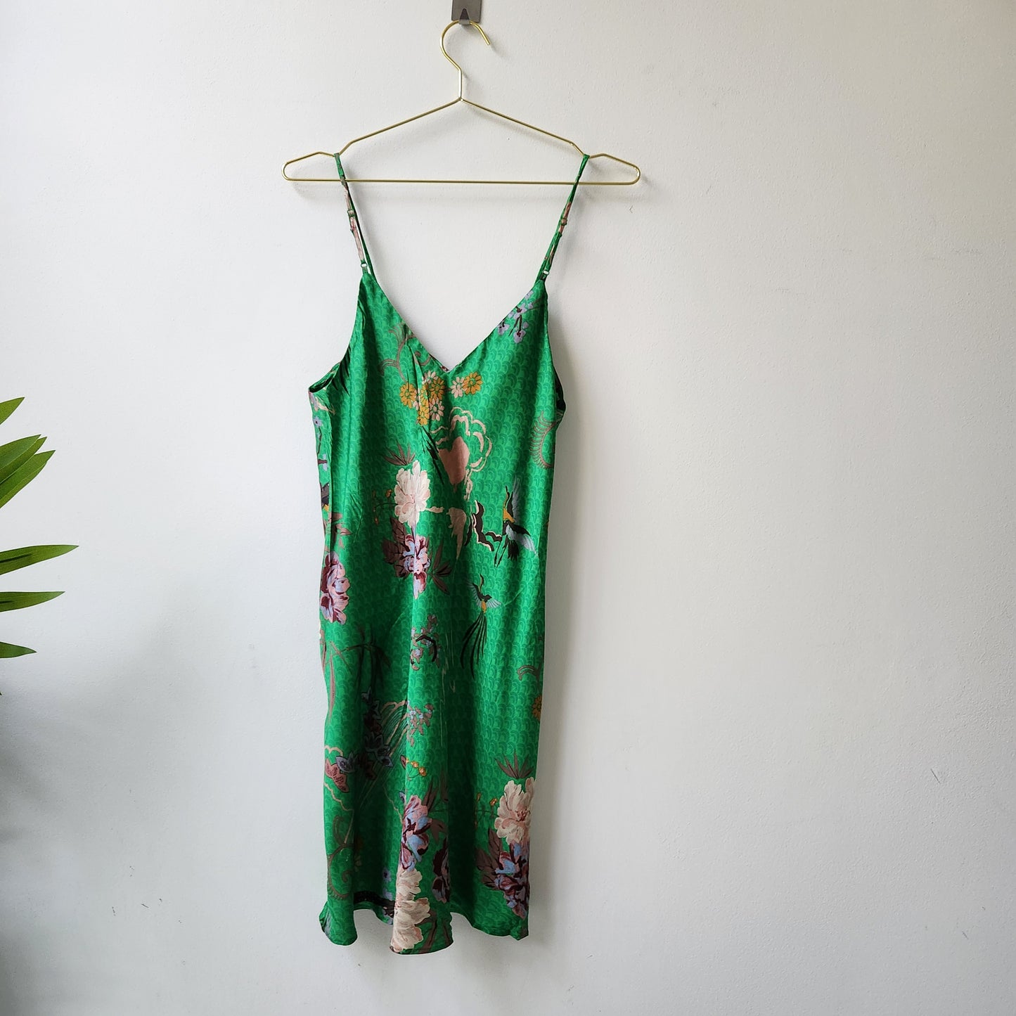 Zara printed slip dress - green