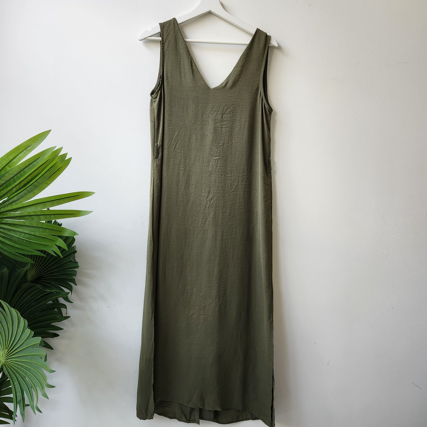 Grorge buttoned midi dress - olive green