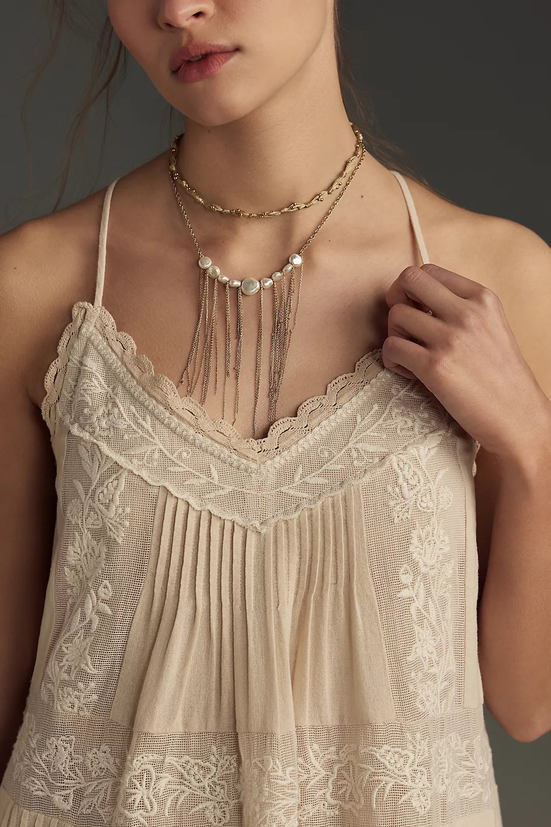 ANTHROPOLOGI✨️Embroidered Pintuck Mini Dress