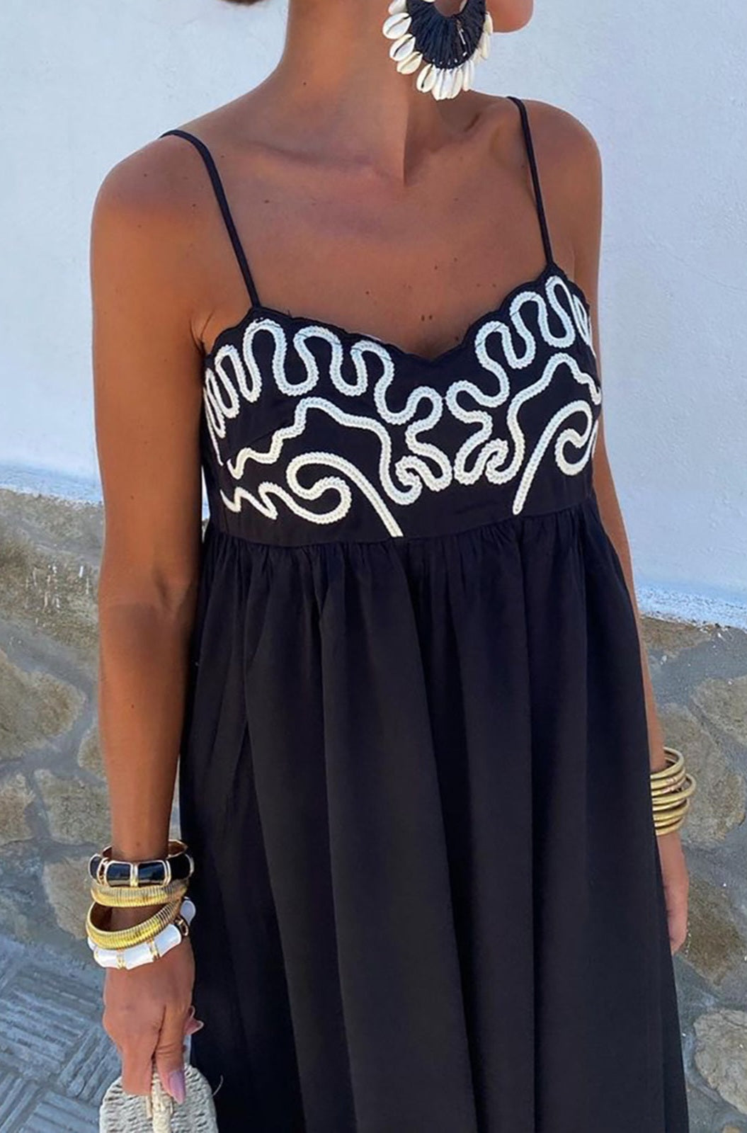 JAPN✨️ Embroidered Sling Maxi Dress