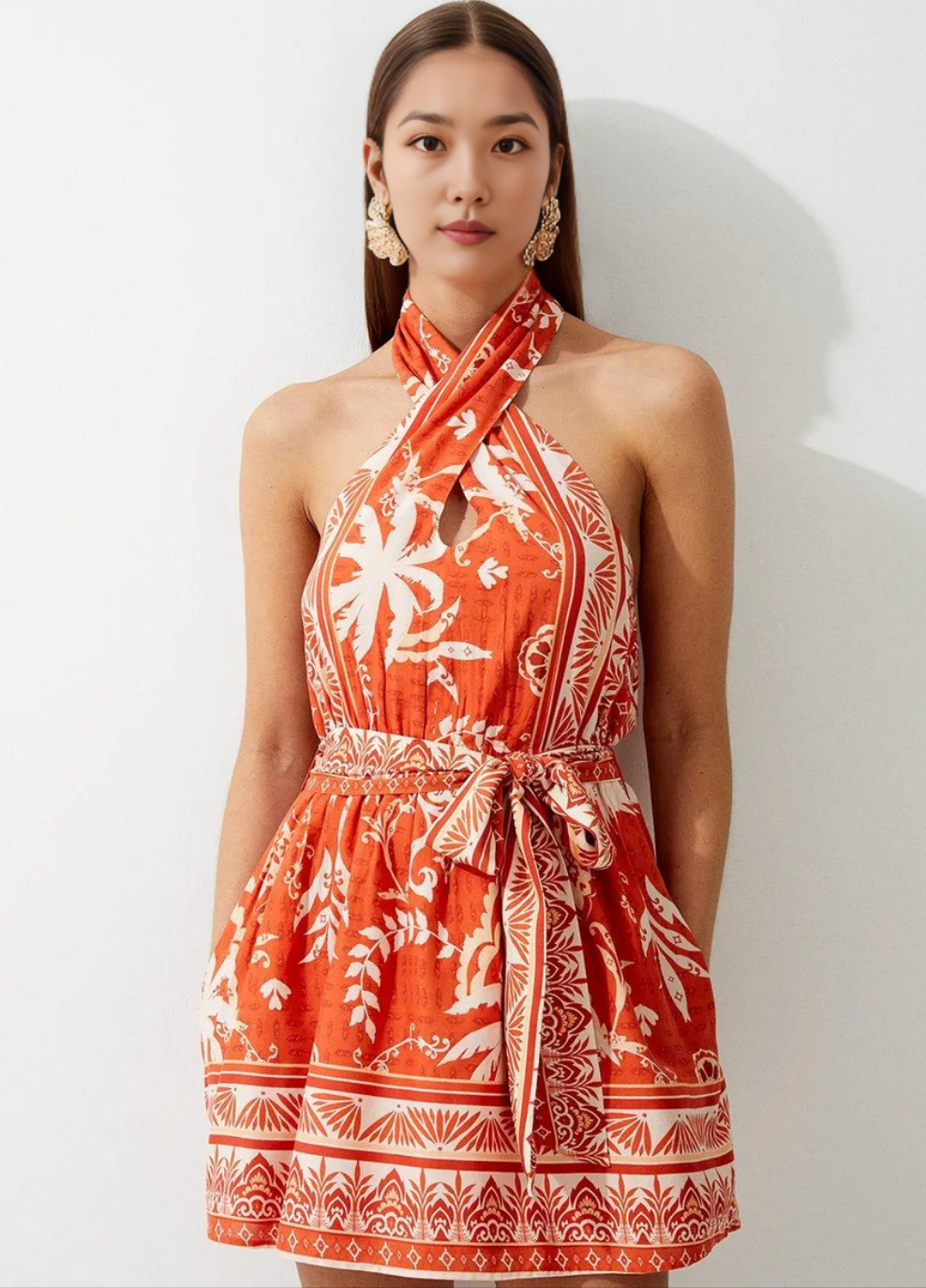 KARE✨️ MILLEN Printed Viscose Cross Body Woven Mini Dress