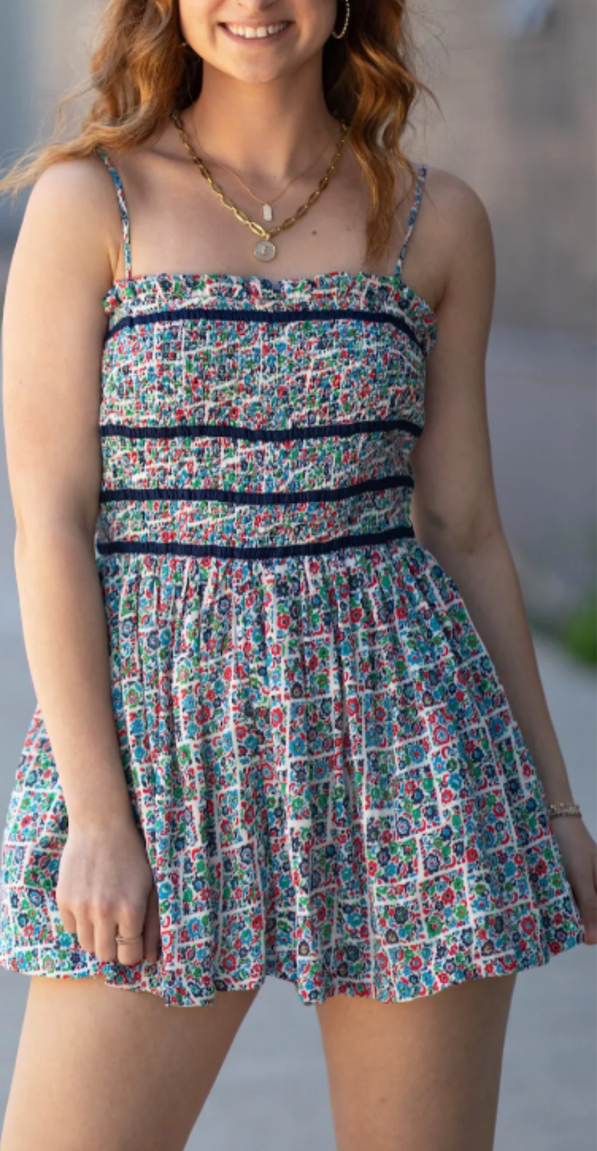 FRE✨️ PEOPLE Women's Bali Checked out printed romper