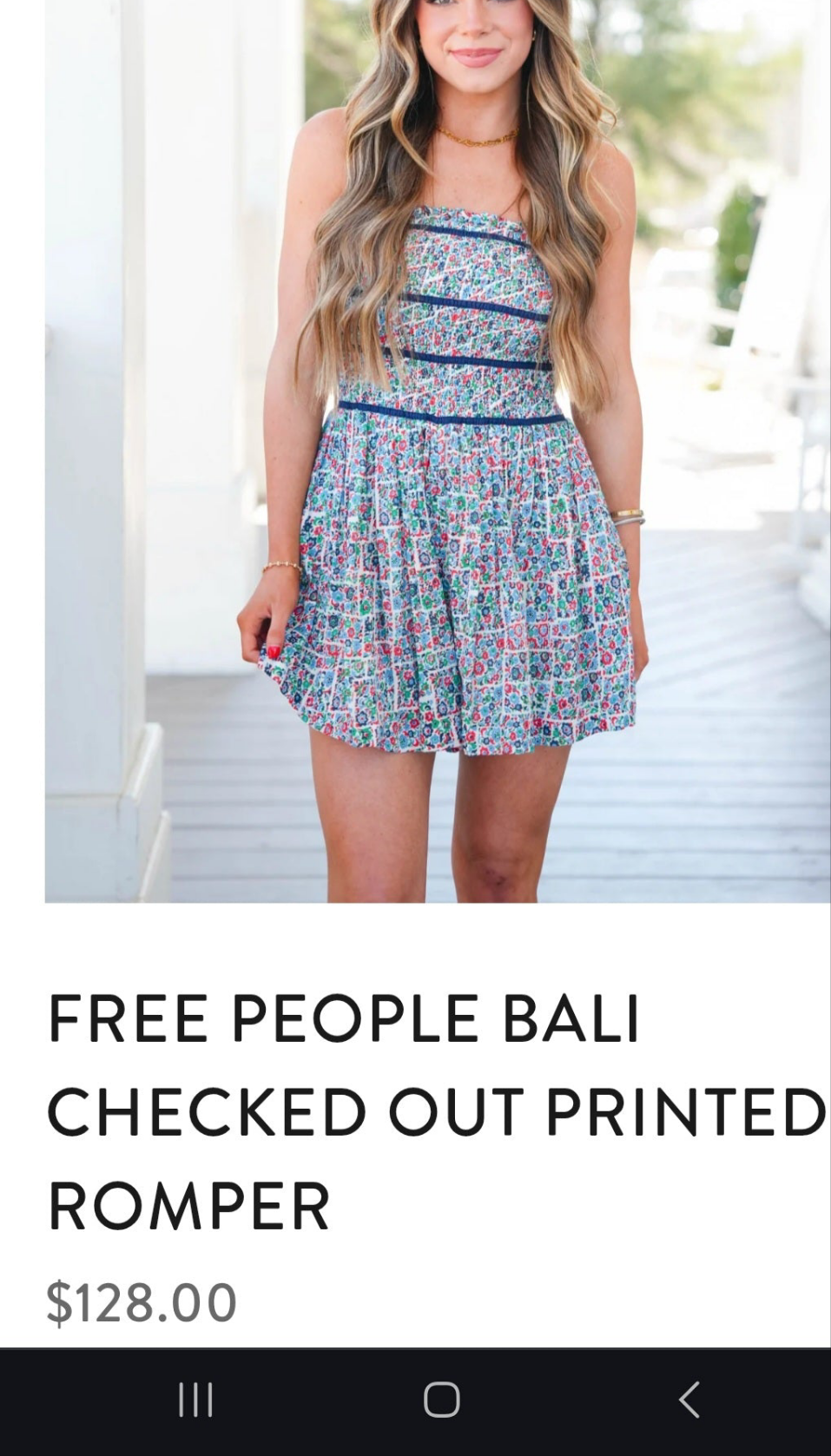 FRE✨️ PEOPLE Women's Bali Checked out printed romper
