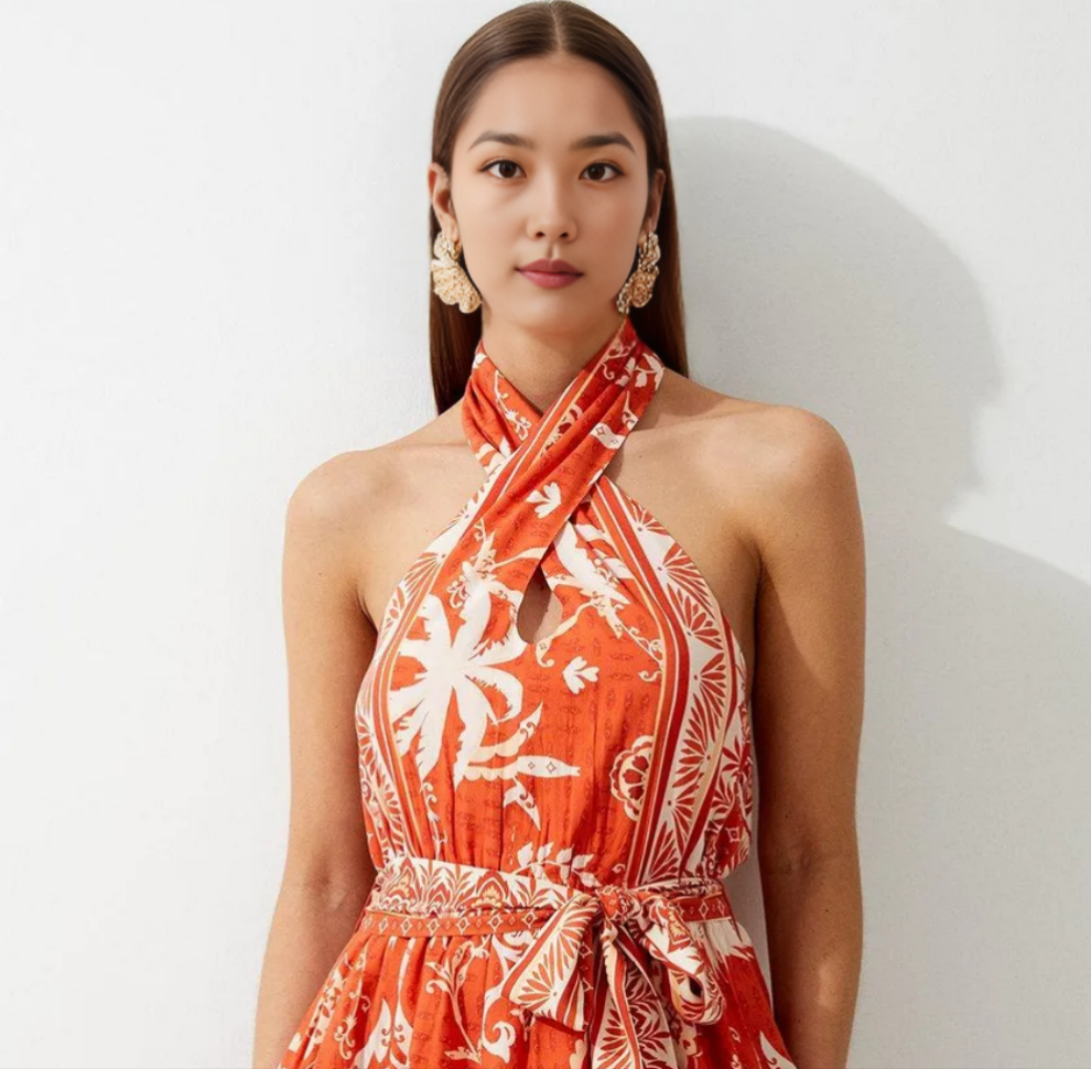 KARE✨️ MILLEN Printed Viscose Cross Body Woven Mini Dress