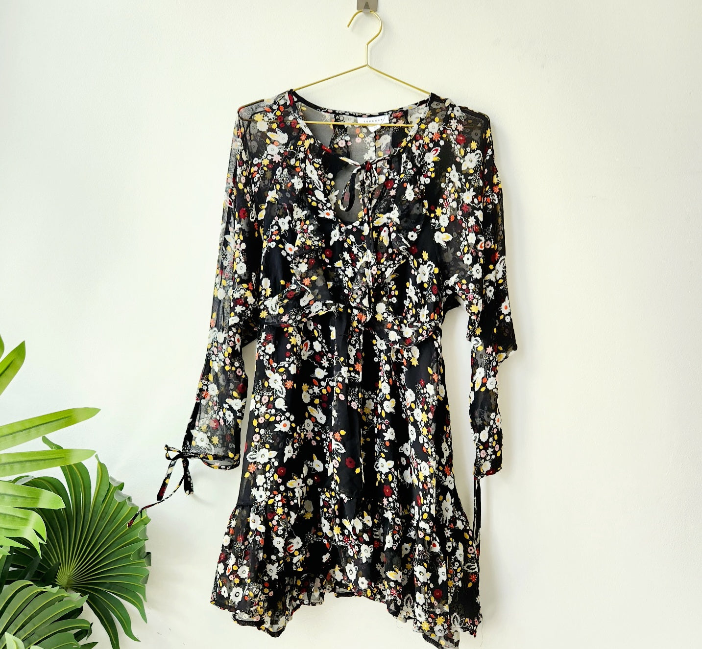 Topshop floral mini dress - black