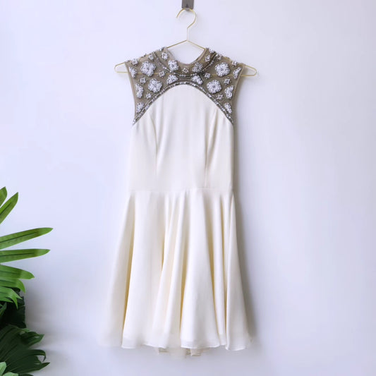 Topshop embellished mini dress - off white