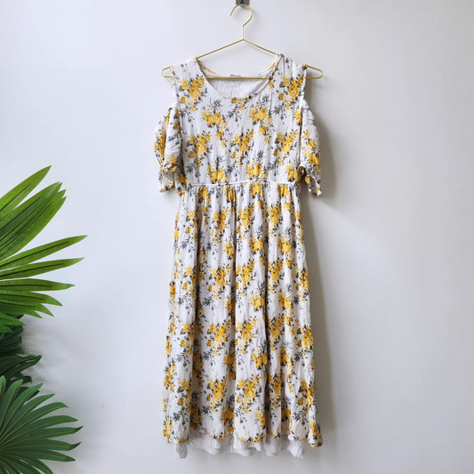 Twenty4 floral midi dress - white/yellow