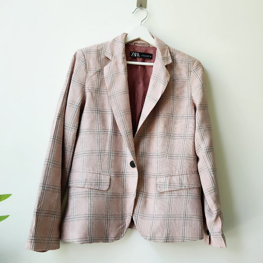 Zara striped blazer - mauve pink