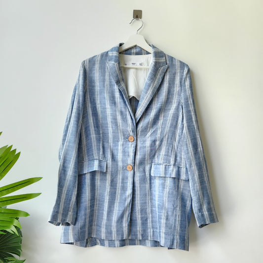 Mango striped relaxed fit blazer - Blue