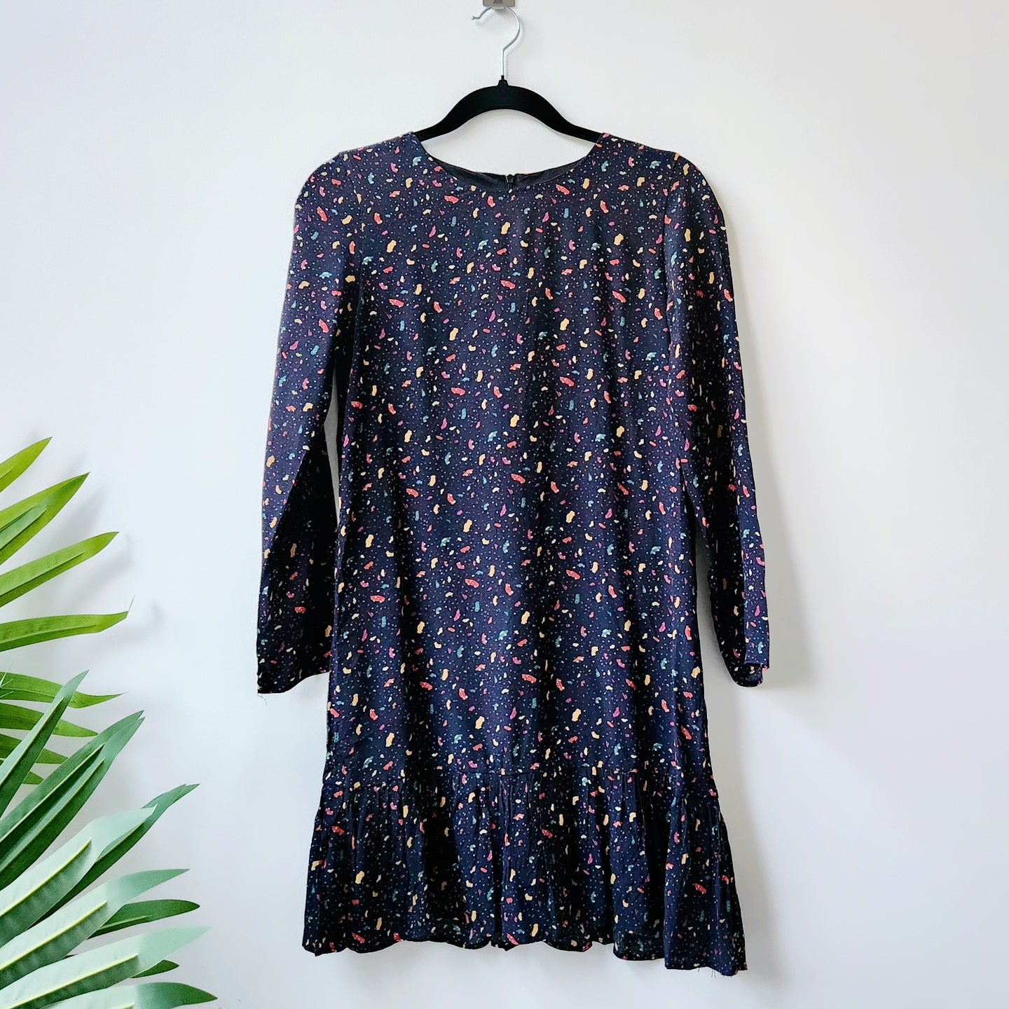 Zara abstract print full sleeves dress - navy blue