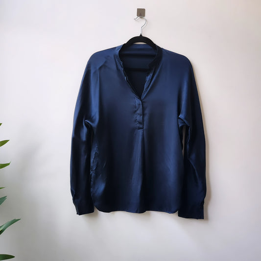 Satin shirt - navy blue